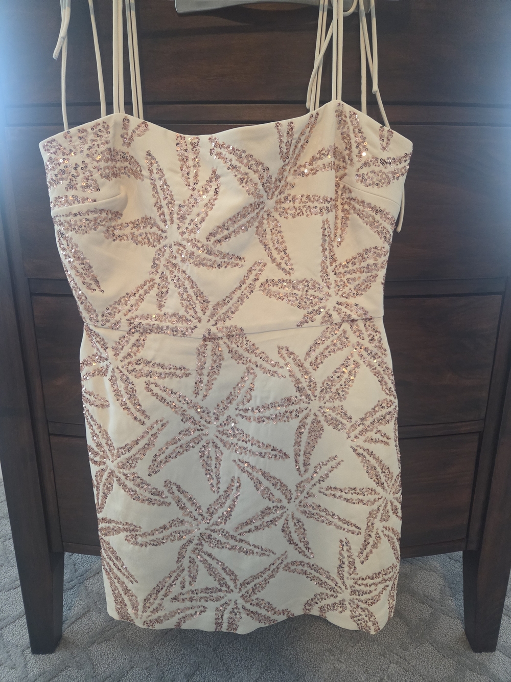 NWT Amanda Uprichard Avani Sequin Starburst Mini Dress - Cream & Rose Gold - Picture 4 of 4